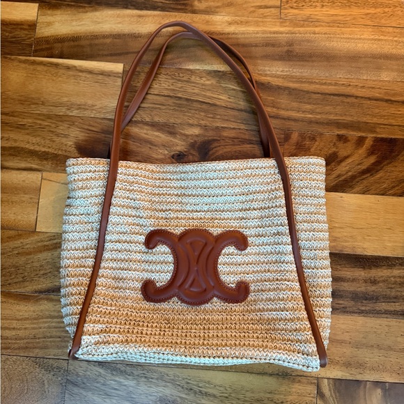 CE Woven Straw Tote Bag Crotchet Bag - Picture 1 of 5